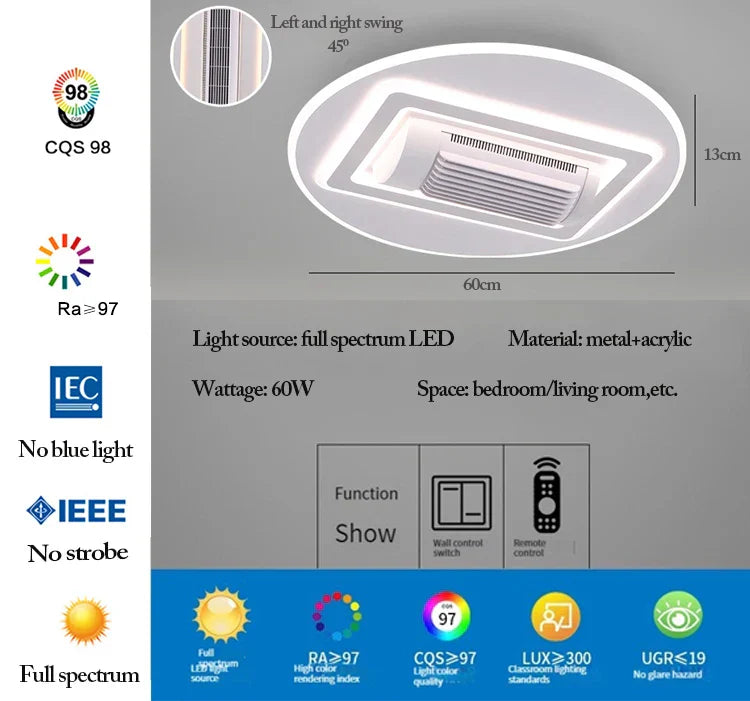 Dimmable Bladeless Ceiling Fan