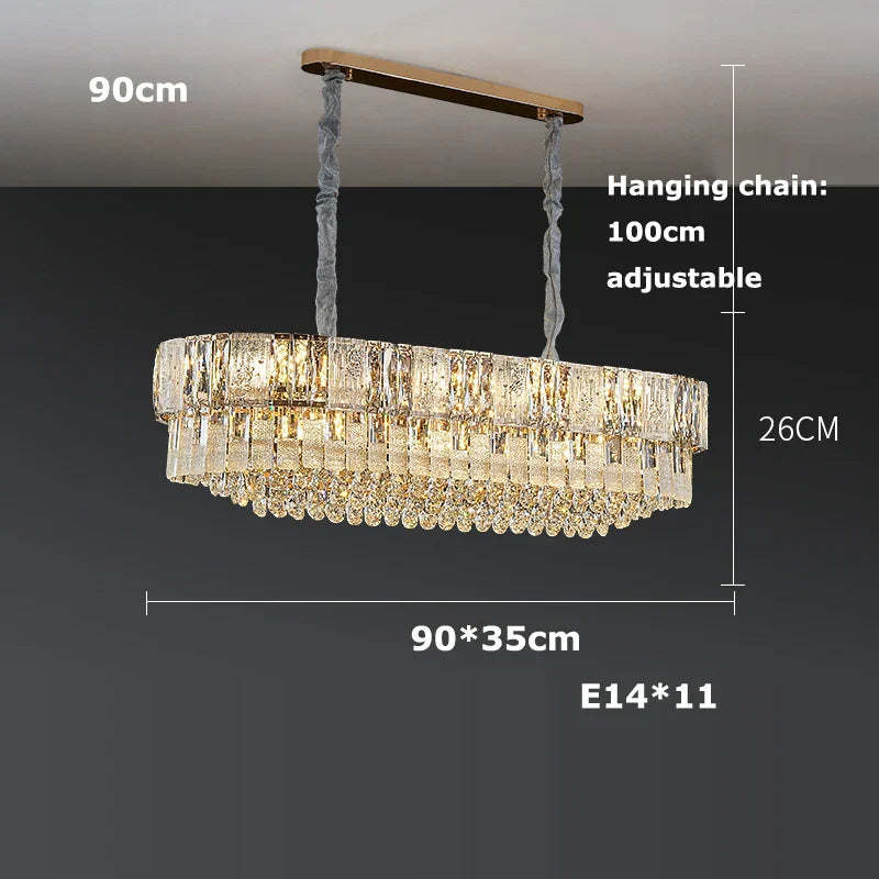 Gold Crystal Living Chandelier K9 150cm Gold Hardware