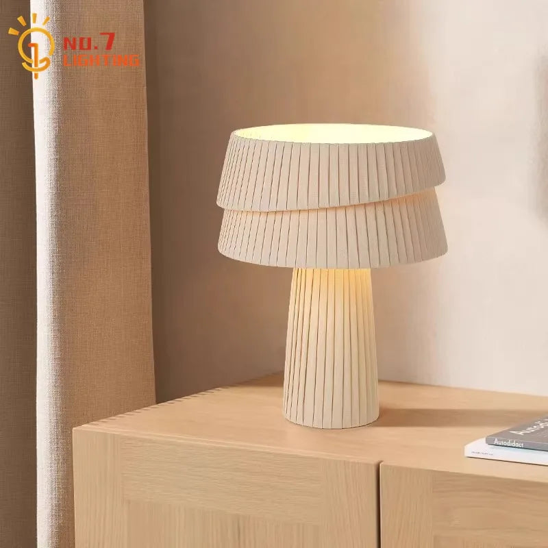 DecorBites™ Cream Wind Mushroom Table Lamp LED E27 Retro Atmosphere Decor for Bedroom, Cafe