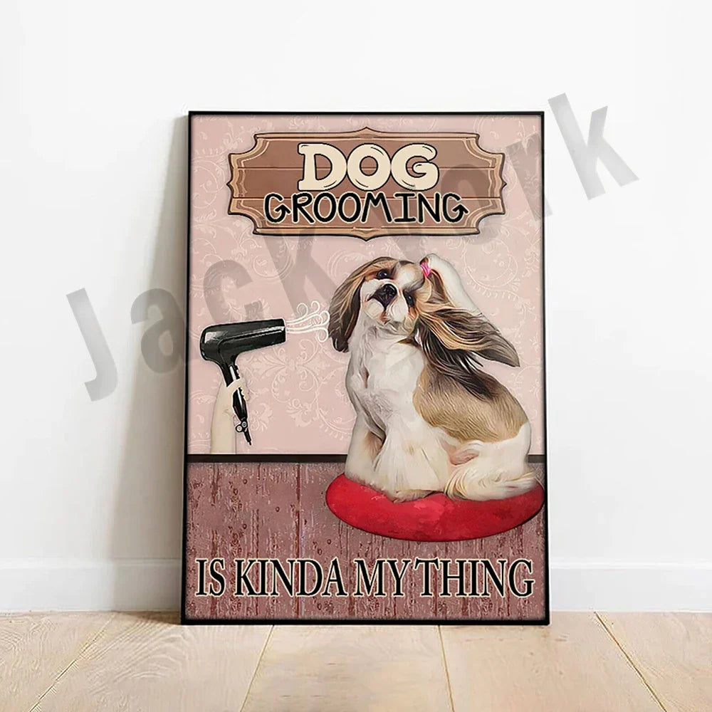 DecorBites™ Dog Grooming Poster: Funny Dog Grooming Gifts for Dog Moms