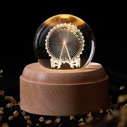 DecorBites™ Crystal Ball Music Box: Rotating Light Projection, Birthday & Valentine's Day Gift