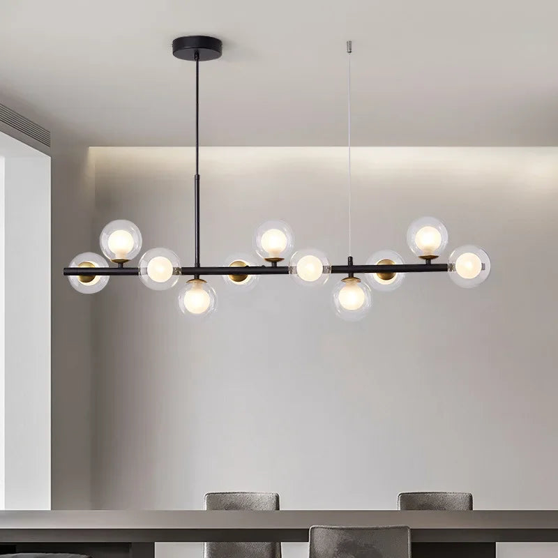 Gold Glass LED Pendant Light 11-Head Cognac