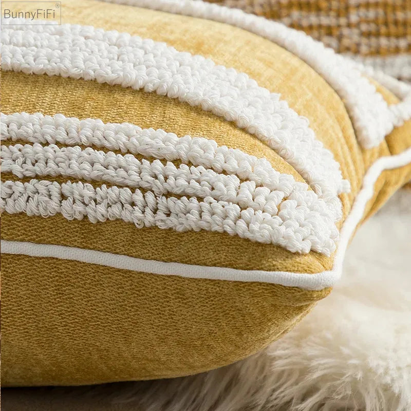DecorBites™ Geometric Embroidery Circle Stripe Cushion Cover | Home Sofa Decor Pillowcase