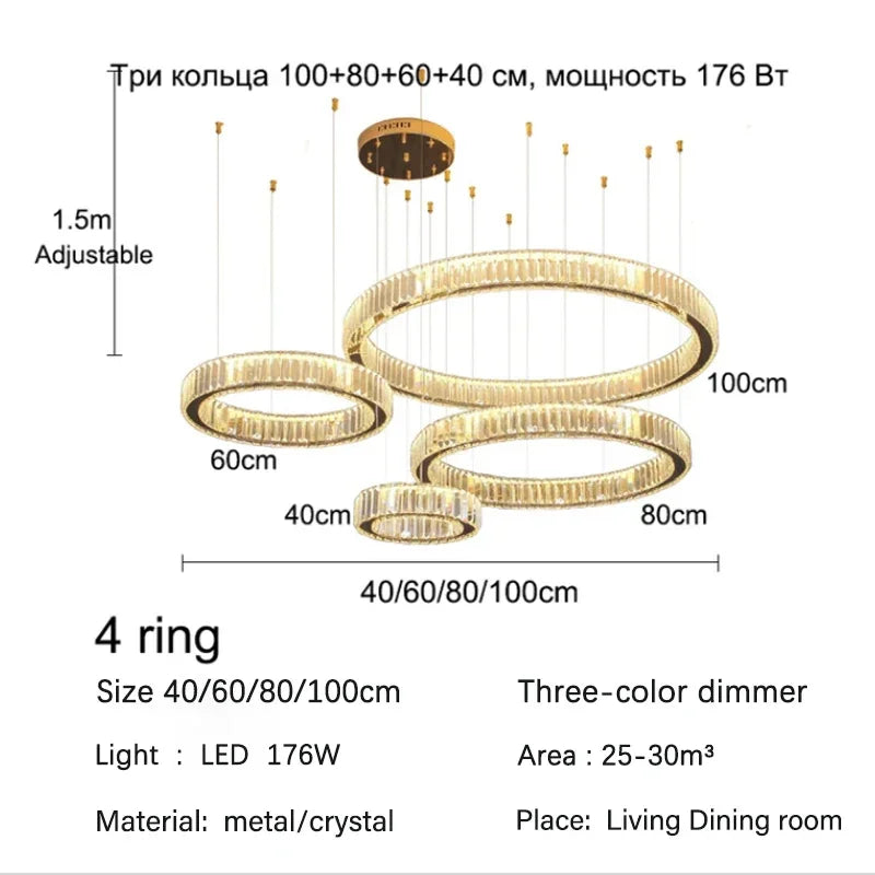 Gold Crystal Halo Chandelier