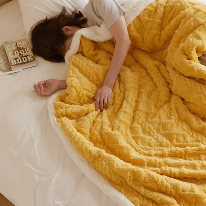 DecorBites™ Cozy Jacquard Coral Fleece Blanket