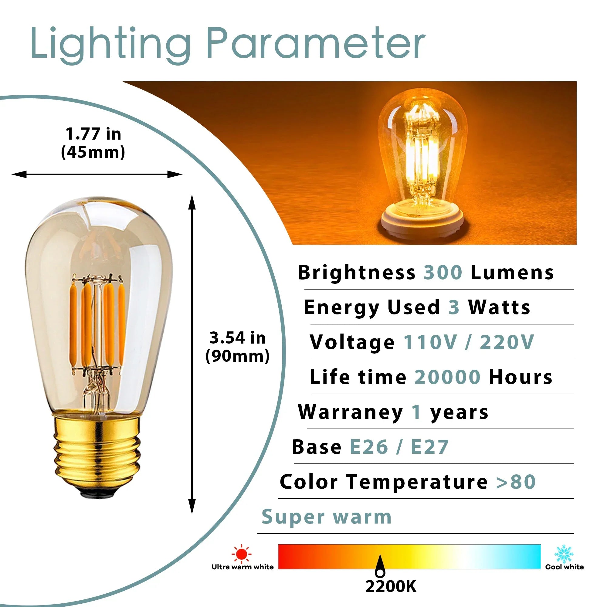 Gold ST45 Filament Bulb
