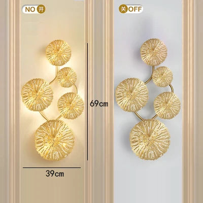 Gold Copper Floral 6-Head Dining Wall Sconce