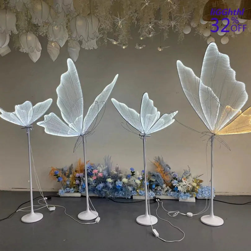 Butterfly LED Floor Lamp Gold 120cm Wedding Style