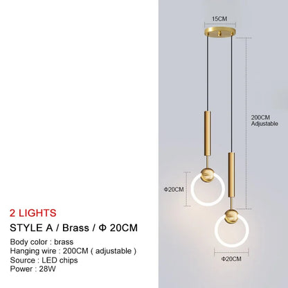 Nordic Gold Linear LED Pendant Light