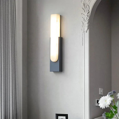 DecorBites™ Grey Marble LED Wall Sconce: Nordic Style Metal Bedside Lamp