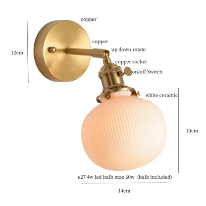 DecorBites™ Ceramic LED Wall Sconce with Pull Chain for Bedroom, Living Room, or Bathroom