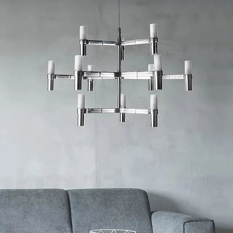 DecorBites™ Crown Major Chandelier G9 Luxury Foyer Chandelier, White Gold, Chrome Metal