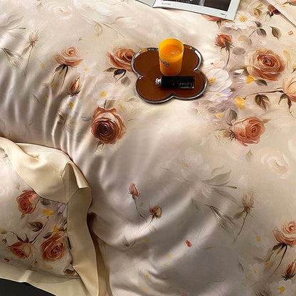 DecorBites™ Eucalyptus Fiber Flowers Print Bedding Set - Soft Silky Cool Feel