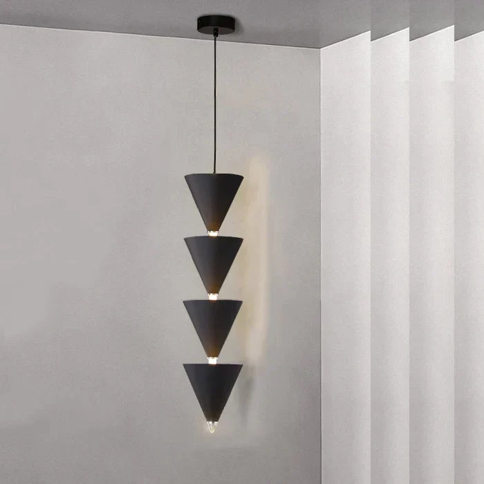 DecorBites™ Cream Bedroom Chandelier: Minimalist Designer Conical Long Line Branched Light Fixture