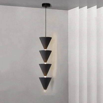 DecorBites™ Cream Bedroom Chandelier: Minimalist Designer Conical Long Line Branched Light Fixture