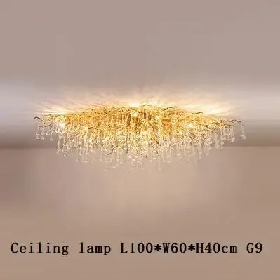 Gold Crystal Branch Chandelier Chrome L160cm