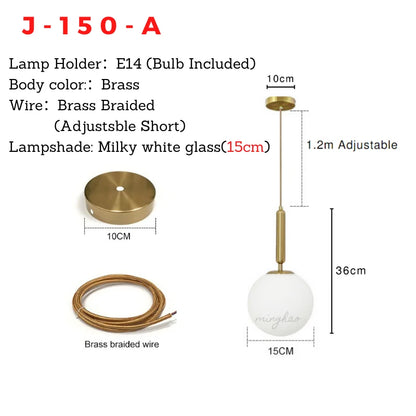 DecorBites™ Glass Ball Pendant Light - Modern Hanging Fixture for Living Room, Bedroom, Dining Room