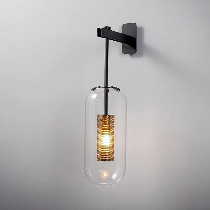 Gold Glass Bathroom Sconce With Clear Shades