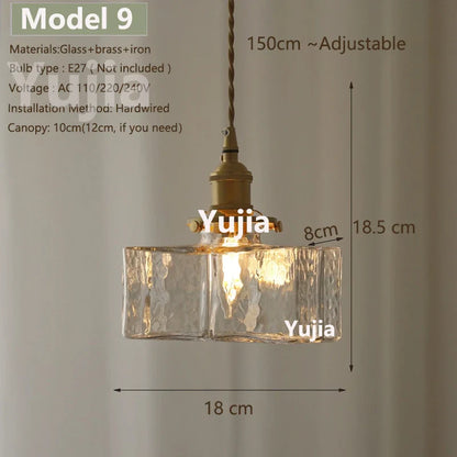 Vintage Green Glass Pendant Light With Brass Details