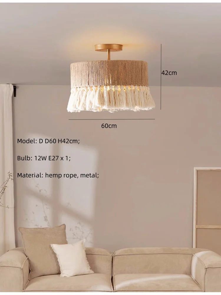 Hemp Rope Pendant Light Nordic D60cm Design