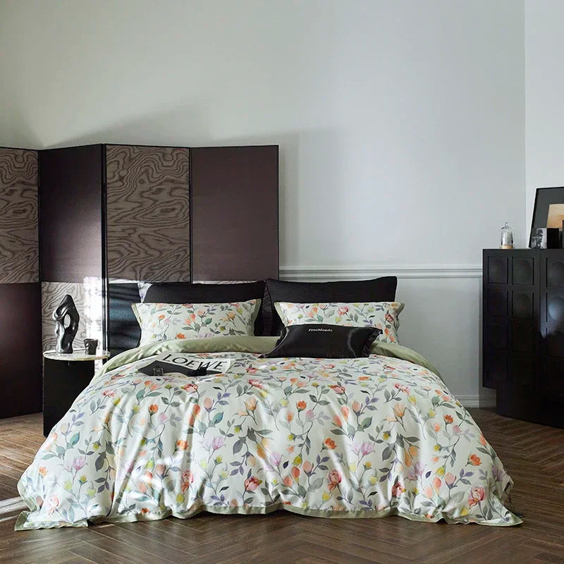 DecorBites™ Luxe 100s Egyptian Cotton Bedding Set: Sheet, Blanket, Cover, Pillowcase