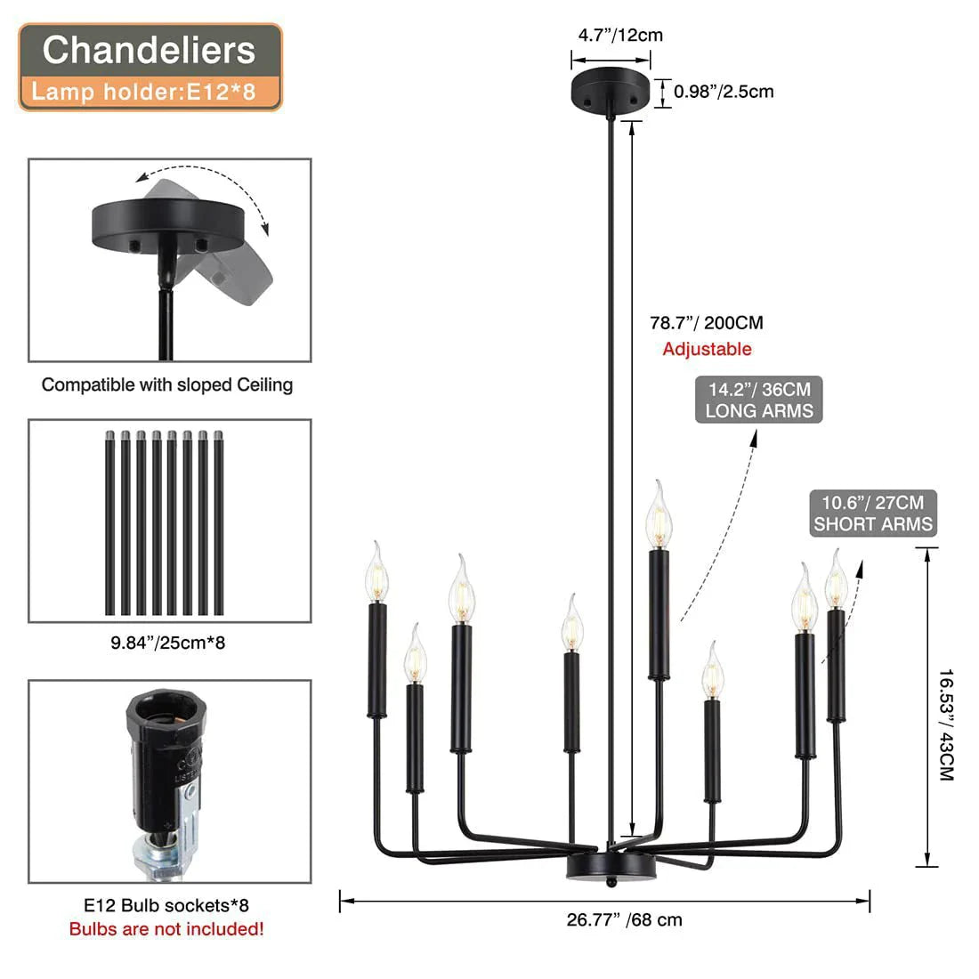 Black Eight-Light Chandelier