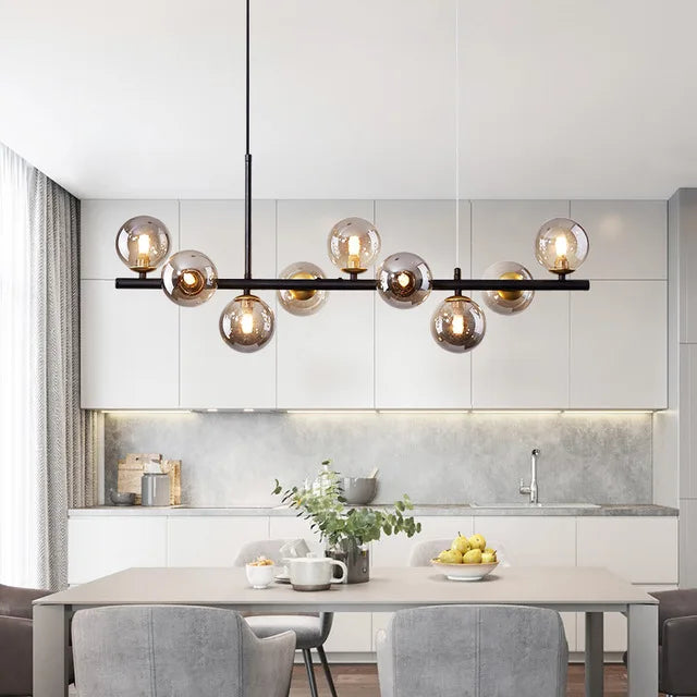 Gold Glass Ball Pendant 11-Light Smoky Gray