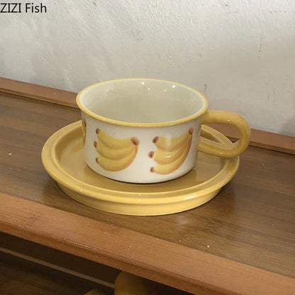 DecorBites™ Fruits Pattern Porcelain Coffee Mug Set for Dining Table and Afternoon Tea