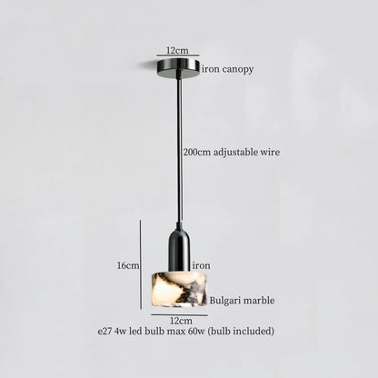 DecorBites™ Iron Marble LED Pendant Light Fixture Modern Hanging Lamp Interior Decor