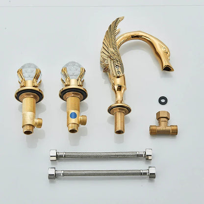 DecorBites™ Gold Swan Crystal Handle Bathroom Faucet - Deck Mounted Basin Mixer Tap