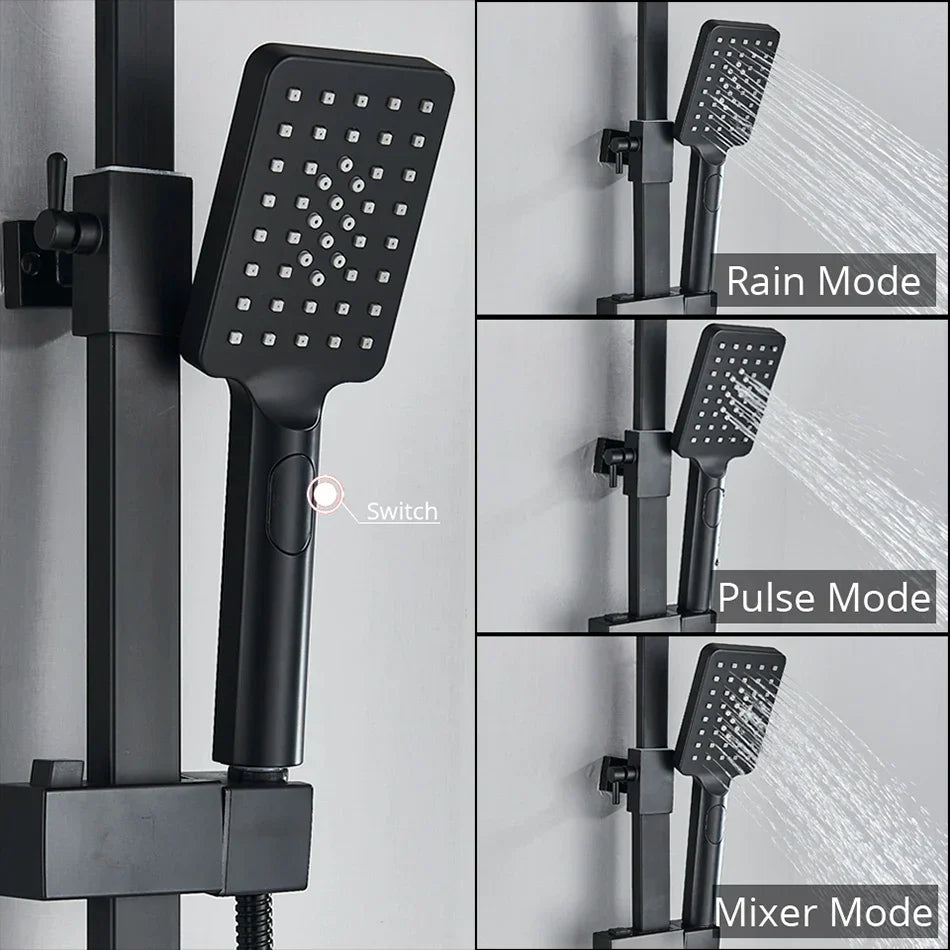 DecorBites™ Digital Display Shower Faucet Rainfall Head Thermostatic Mixer Set
