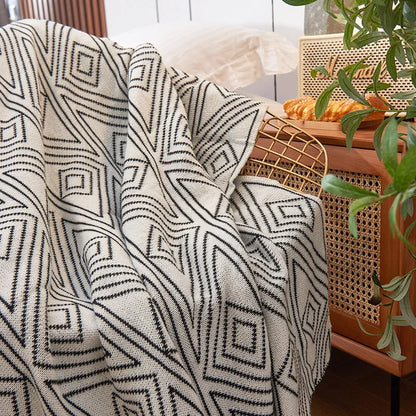 DecorBites™ Grey Knitted Woolen Blanket: Nordic Style, Comfortable & Versatile Summer Sofa Throw