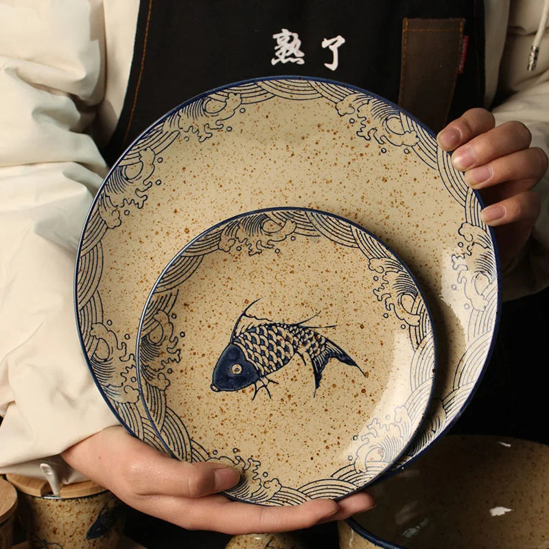 Fish Print Ceramic Plates