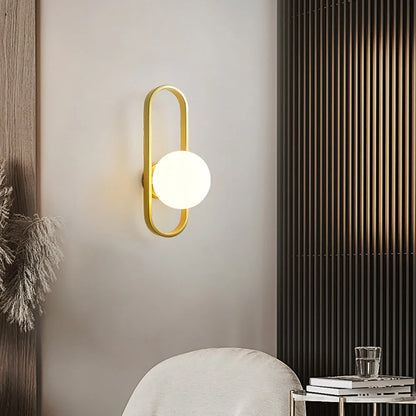 DecorBites™ Glass Shade Gold Wall Lamp Bedroom Bedside Spherical Aisle Light