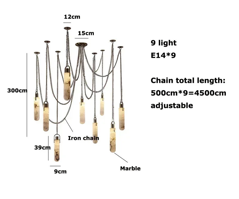 Gold Chrome Marble Chandelier