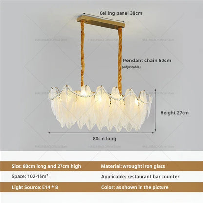 DecorBites™ Cream Wind Feather Pearl Crystal Chandelier for Luxury Living Room and Bedroom