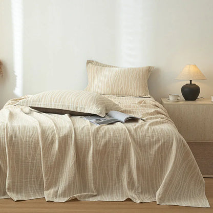 DecorBites™ Cotton & Linen Bed Sheet Set: Luxury, Skin-Friendly, All Seasons, Queen & King Sizes
