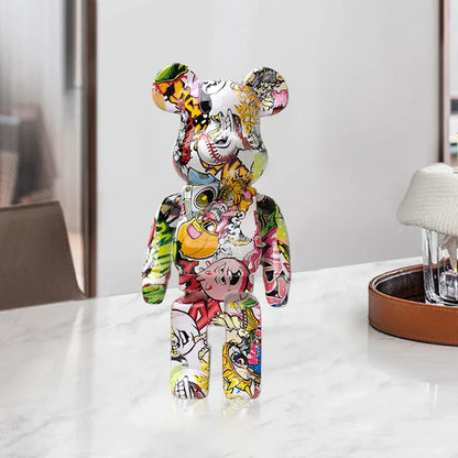 DecorBites™ Graffiti Bear 27cm Figurine | Modern Home Decor Statue & Money Jar