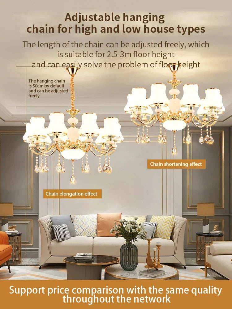 DecorBites™ Crystal LED Pendant: Elegant Modern European Living Room Lighting