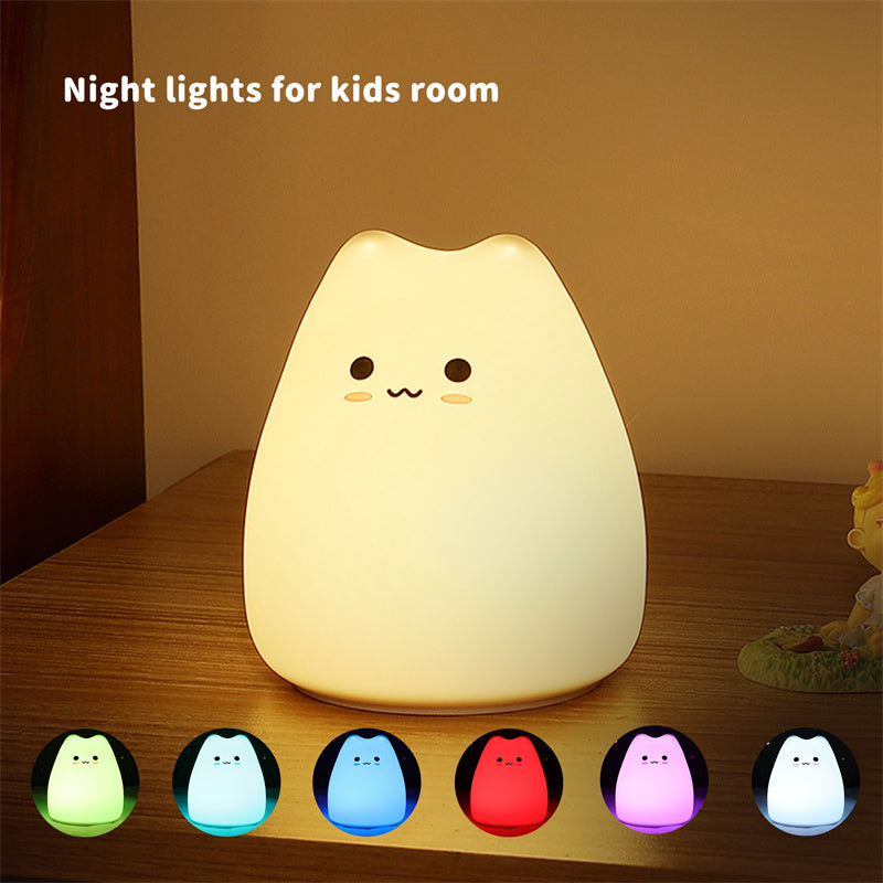 Mini Beliebte Katze Baby Nacht Lampe 7-farbe Pat Touch Farbwechsel Augenschutz Schlafzimmer Nacht Nacht Licht Geschenk Kinder 
