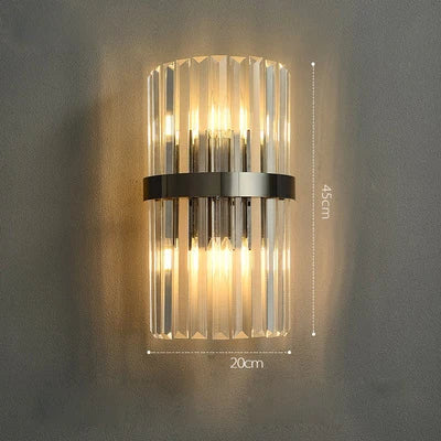 DecorBites™ Art Deco Stainless Steel Crystal LED Wall Sconce Black Gold Bedroom Corridor