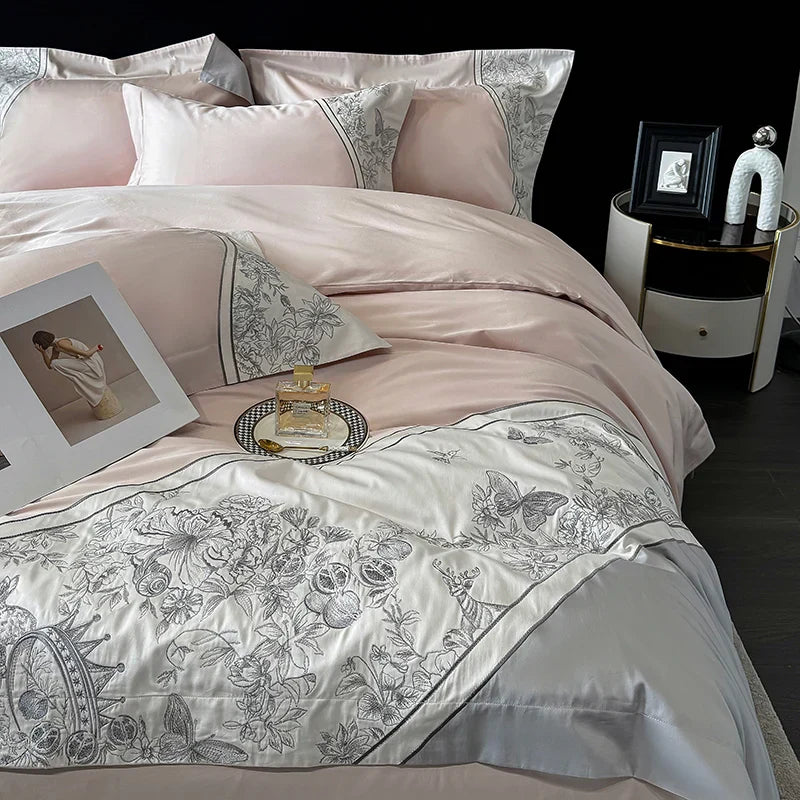 Butterfly Embroidery Duvet Set