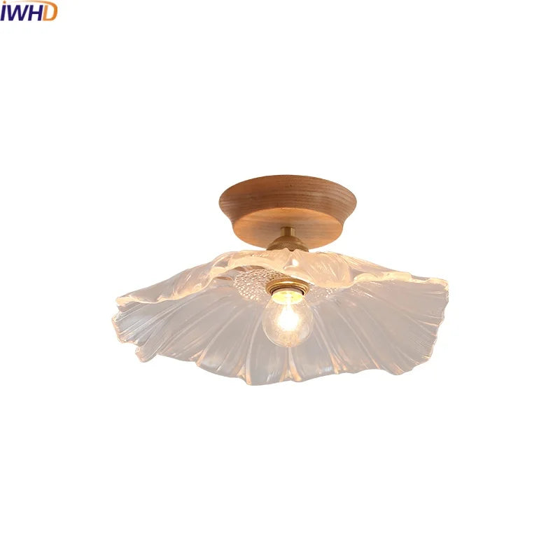 Nordic Glass Wood Ceiling Light