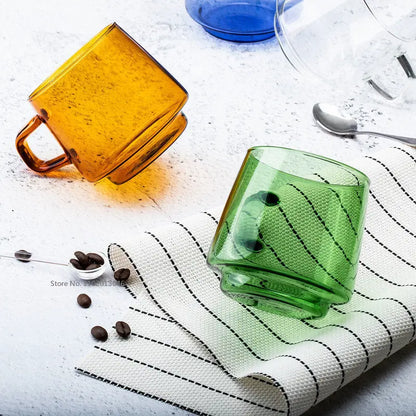 DecorBites™ 350ml Glass Coffee Mug Tea Juice Cup Heat Resistant Durable High Borosilicate