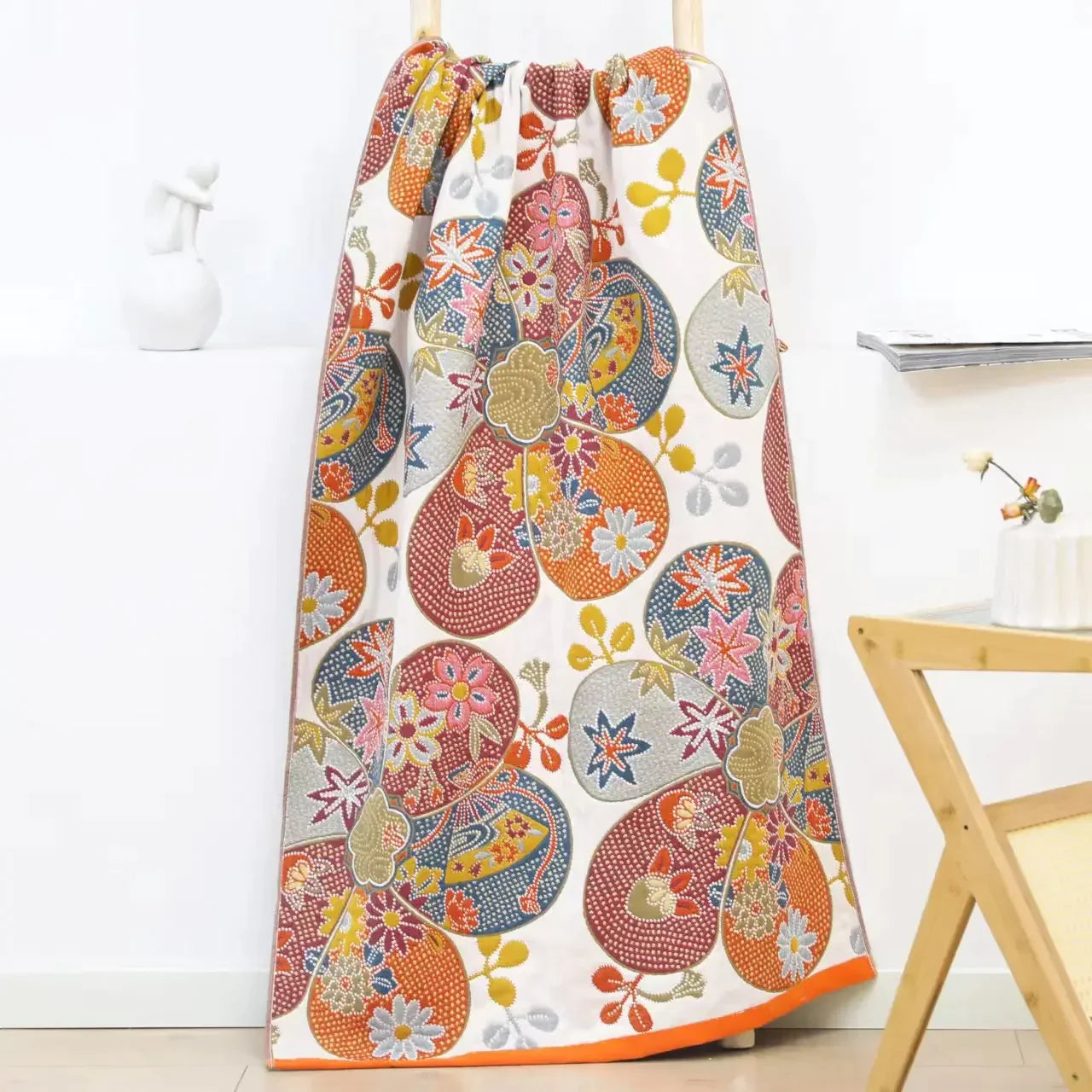 DecorBites™ Cotton Gauze Floral Adult Bath Towel - Quick-Dry & Soft