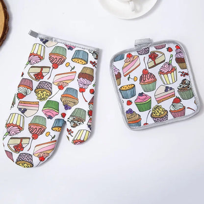 DecorBites™ Cotton Kitchen Baking Microwave Gloves for Heat Resistant Baking Oven Safety
