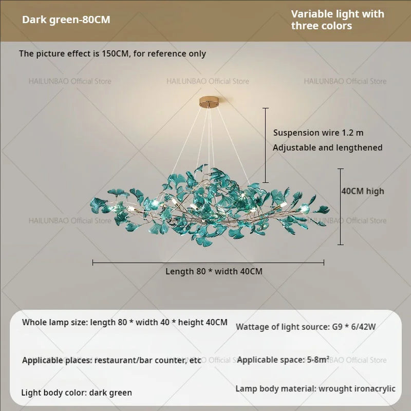 DecorBites™ Gingko Leaf Chandelier: Modern Luxury Art Decor for Home, Restaurant & Bar