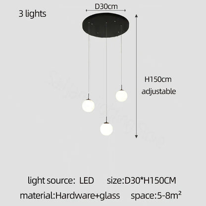 DecorBites™ Cream Glass Ball Chandelier for Duplex Villa Penthouse, Restaurant and Staircase