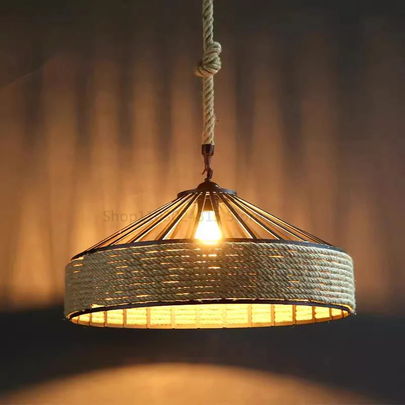 DecorBites™ Hemp Rope Industrial Hanging Lamp