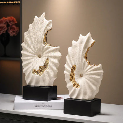 DecorBites™ Gilded Ceramic Landscape Feng Shui Desk Ornament: Abstract Room Decor & Aesthetics
